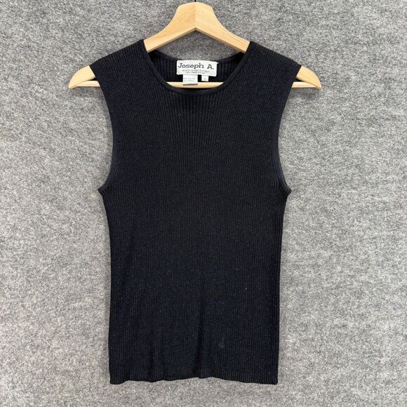 Joseph A. Top Women L Large Black Silk Sleeveless Wide Strap Crew Neck Casual - Picture 1 of 6